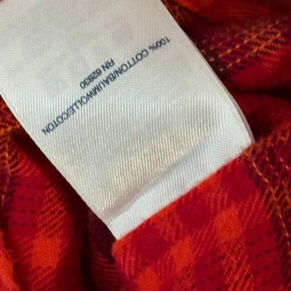 Land’s End Women’s Orange Plaid Flannel Buttondown shirt size 10 - Picture 5 of 8